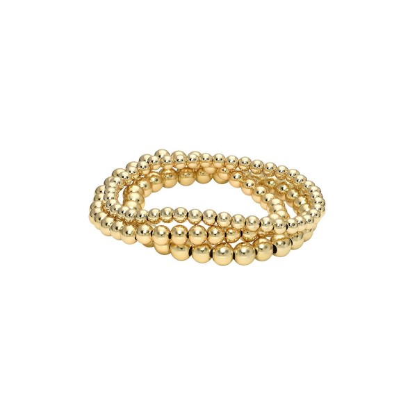 Bead Stack 14K Yellow Gold Plated Sterling Silver Bracelet Set of 3