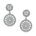 Cubic Zirconia Flower Circle Drop Earrings