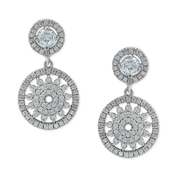 Cubic Zirconia Flower Circle Drop Earrings