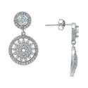 Cubic Zirconia Flower Circle Drop Earrings