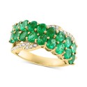 Emerald (2-3/4 ct) & Diamond (1/6 ct) Crossover Cluster Ring in 14k Gold