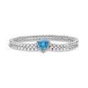 Blue Topaz (2-1/4 ct) & Diamond (1/20 ct) Double Strand Stretch Bracelet