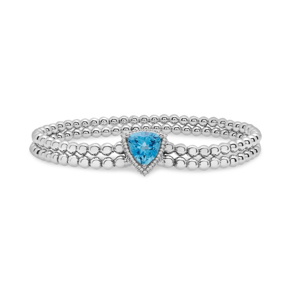 Blue Topaz (2-1/4 ct) & Diamond (1/20 ct) Double Strand Stretch Bracelet