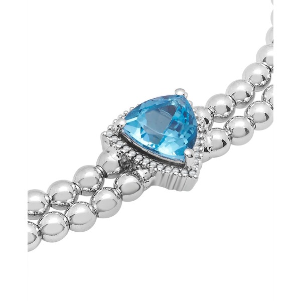 Blue Topaz (2-1/4 ct) & Diamond (1/20 ct) Double Strand Stretch Bracelet