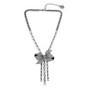 Faux Stone Pave Bow Y Necklace