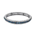 Silver-Tone Sapphire Blue Color Crystal Stretch Bracelet