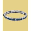 Silver-Tone Sapphire Blue Color Crystal Stretch Bracelet