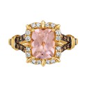 Peach Morganite (1-1/2 ct) & Diamond (1/2 ct) Halo Ring in 14k Gold