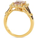 Peach Morganite (1-1/2 ct) & Diamond (1/2 ct) Halo Ring in 14k Gold