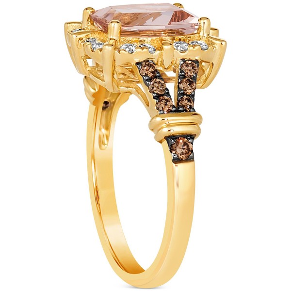 Peach Morganite (1-1/2 ct) & Diamond (1/2 ct) Halo Ring in 14k Gold