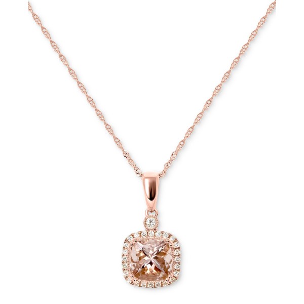 Diamond (1/8 ct) Pendant Necklace in 14k Rose Gold, 16