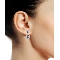 Sapphire (1-1/5 ct) & Diamond (1/20 ct) Openwork Teardrop Drop Earrings