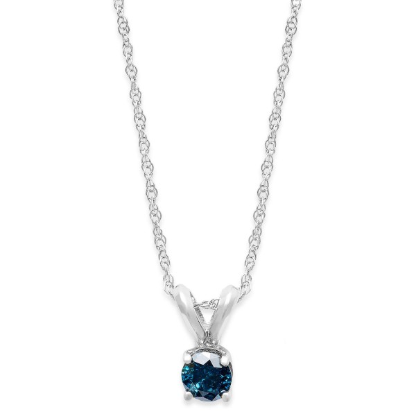 10k White Gold Blue Diamond Necklace and Earring Set (1/6 ct)