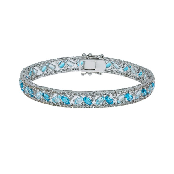 Blue and White Topaz Tennis Bracelet