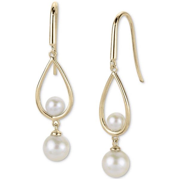 (4 & 6mm) Teardrop Drop Earrings in 14k Gold-Plated Sterling Silver