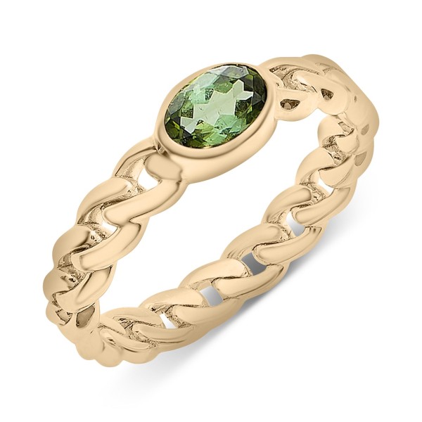 Green Tourmaline Chain Link Ring (1/2 ct) in Gold Vermeil