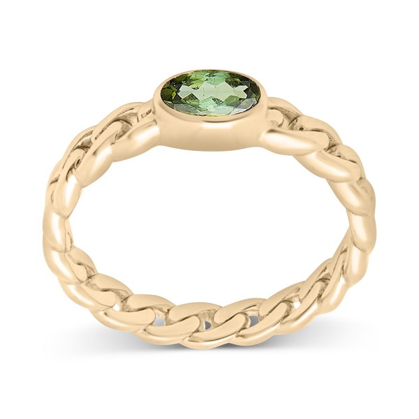 Green Tourmaline Chain Link Ring (1/2 ct) in Gold Vermeil