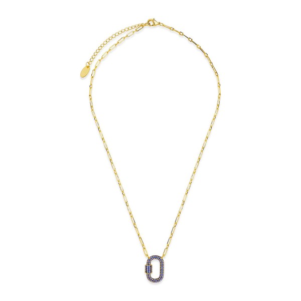 Pave Cubic Zirconia Carabiner Lock Necklace