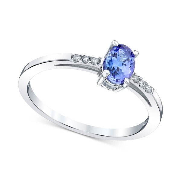 Tanzanite (1/2 ct) & Diamond (1/20 ct) Ring in 14k White Gold