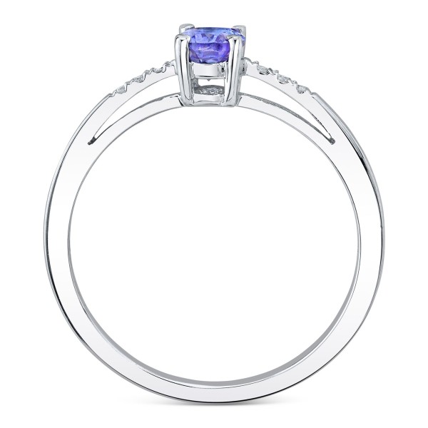 Tanzanite (1/2 ct) & Diamond (1/20 ct) Ring in 14k White Gold