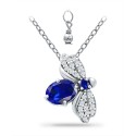 Simulated Blue Sapphire and Cubic Zirconia Bee Pendant