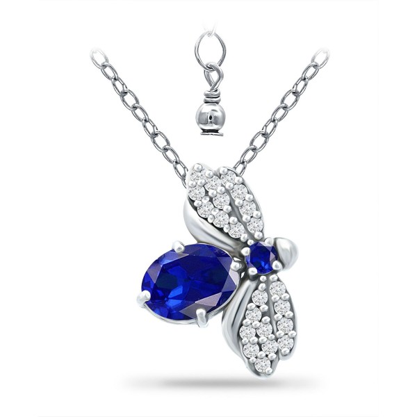 Simulated Blue Sapphire and Cubic Zirconia Bee Pendant