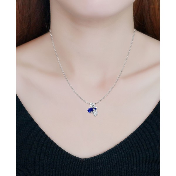 Simulated Blue Sapphire and Cubic Zirconia Bee Pendant