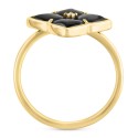 Onyx & Diamond Accent Flower Ring in 14k Gold