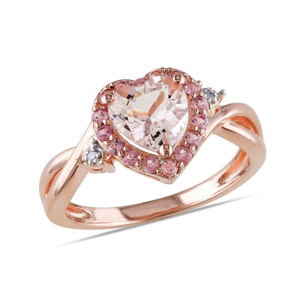 Morganite Pink Tourmaline and Diamond Accent Heart Ring