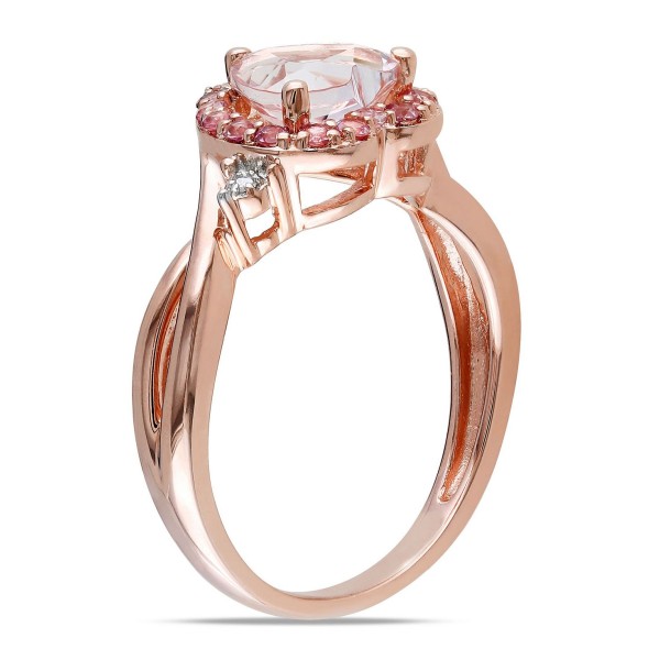 Morganite Pink Tourmaline and Diamond Accent Heart Ring