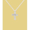 Cubic Zirconia Cross Silver Plate Necklace in Gift Card Box