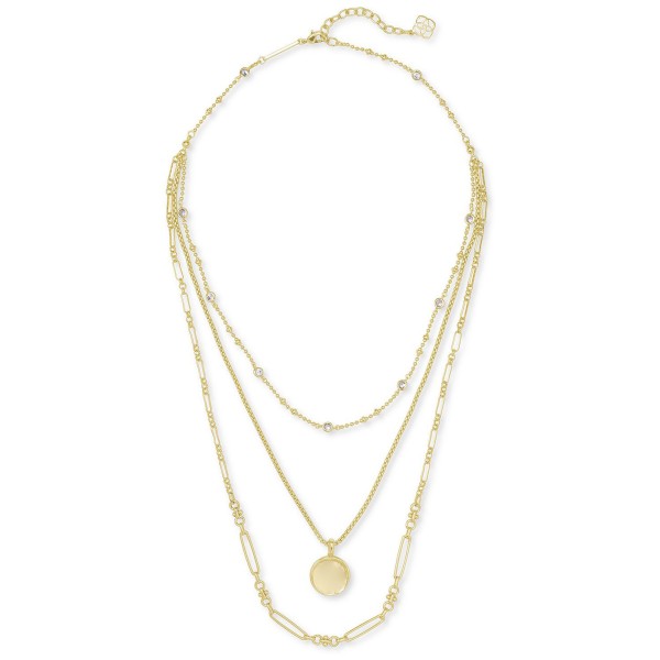 14k Gold-Plated Crystal & Medallion Charm Layered Necklace, 16