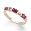 14k Rose Gold Ring, Ruby (1 ct) and Diamond (1/8 ct) Ring