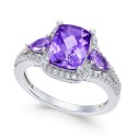 Amethyst (1-3/4 ct) and White Topaz (1/4 ct) Ring