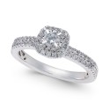 Diamond Halo Engagement Ring (1/2 ct t.w) in 14k White Gold