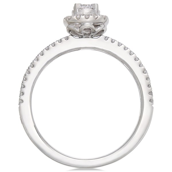 Diamond Halo Engagement Ring (1/2 ct t.w) in 14k White Gold