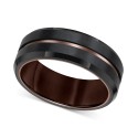 Men's Brush Finished Center Line Band in Black Tungsten Carbide