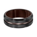 Men's Brush Finished Center Line Band in Black Tungsten Carbide