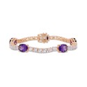 Amethyst (12 ctt.w.) and White Topaz (9 ct) Link Bracelet in 18k Rose Gold over