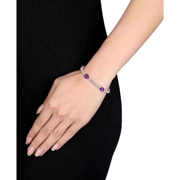 Amethyst (12 ctt.w.) and White Topaz (9 ct) Link Bracelet in 18k Rose Gold over