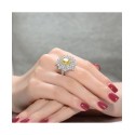 Sterling Silver White Gold Plated Yellow with Zirconia Halo Ring