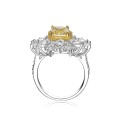 Sterling Silver White Gold Plated Yellow with Zirconia Halo Ring