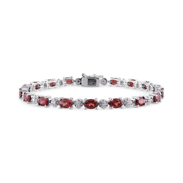 Garnet (9-7/8 ct) & Diamond Accent Link Bracelet