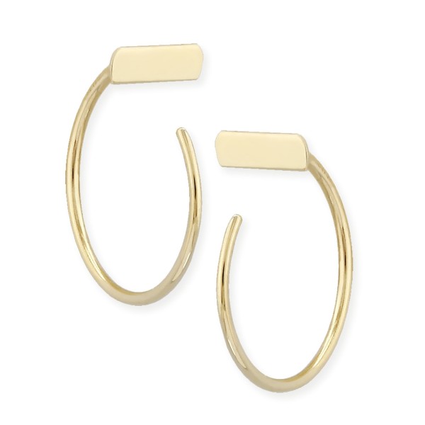 Bar Hoop Earrings Set in 14k Gold