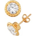 Cubic Zirconia (6mm) Circle Stud Earrings in 10k Gold