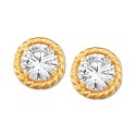 Cubic Zirconia (6mm) Circle Stud Earrings in 10k Gold