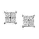 Diamond Accent Square Earrings in 14k White Gold