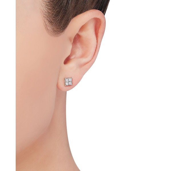 Diamond Accent Square Earrings in 14k White Gold