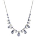 Silver-Tone Tanzanite Crystal Frontal Necklace, 16