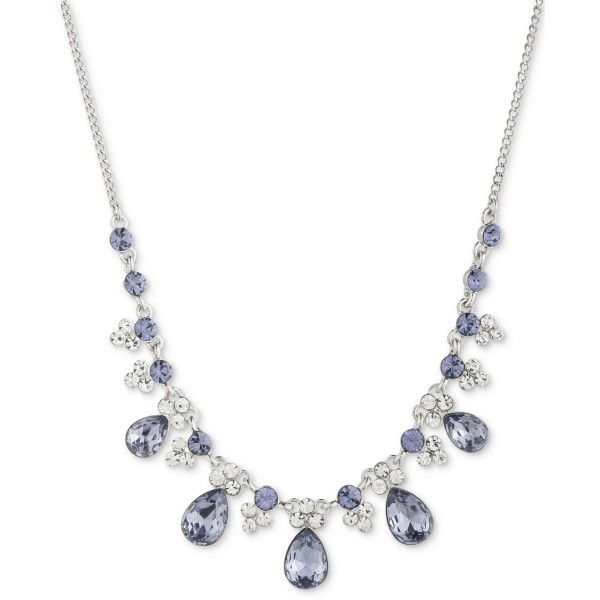 Silver-Tone Tanzanite Crystal Frontal Necklace, 16